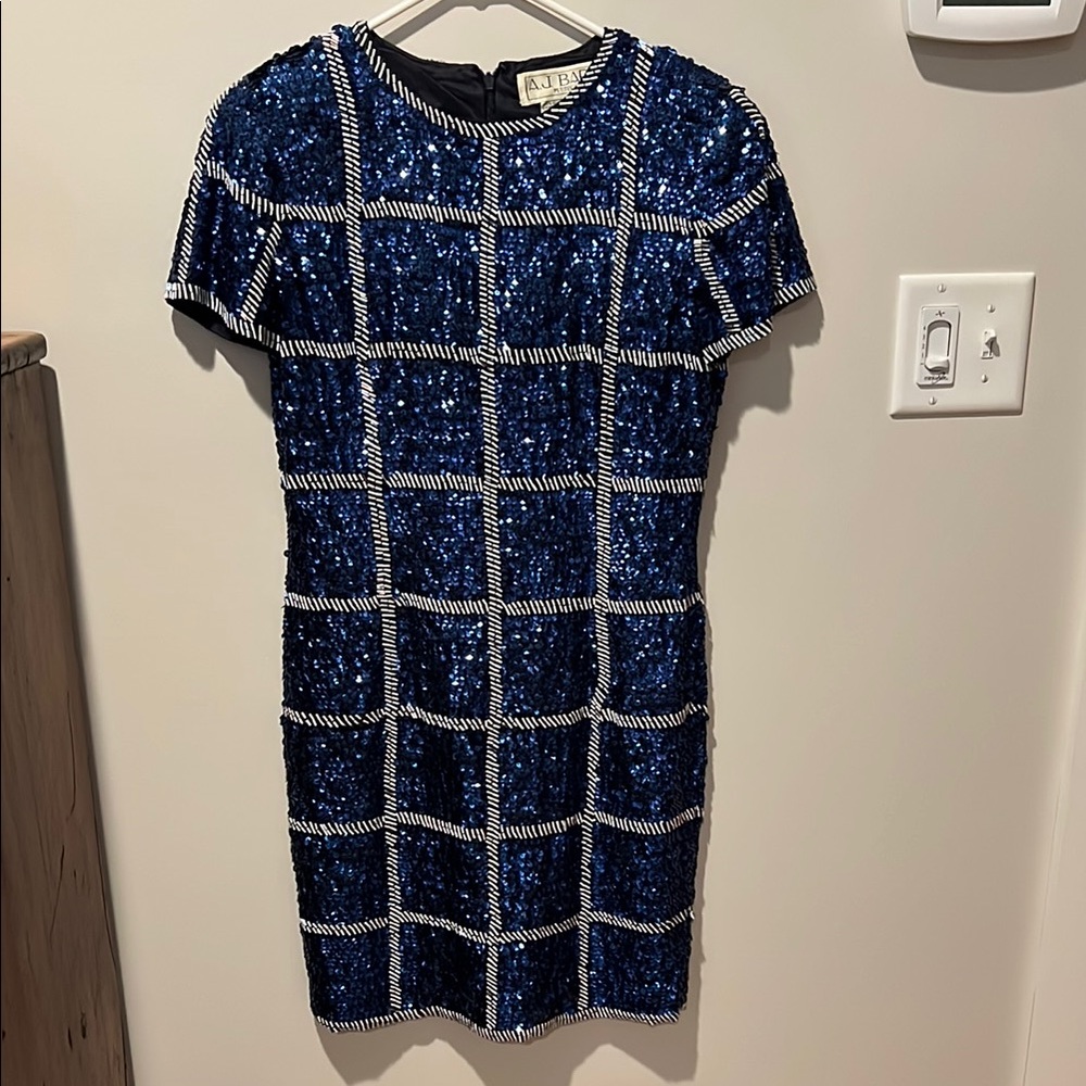 A. J. Bari Vintage 80’s beaded sequin 100% silk sheath party dress